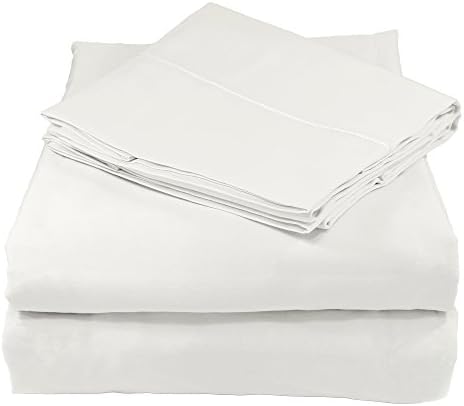 Whisper Organics Organic Cotton Sheets Set GOTS Certified, 400 Thread Count, Sateen (King, White)