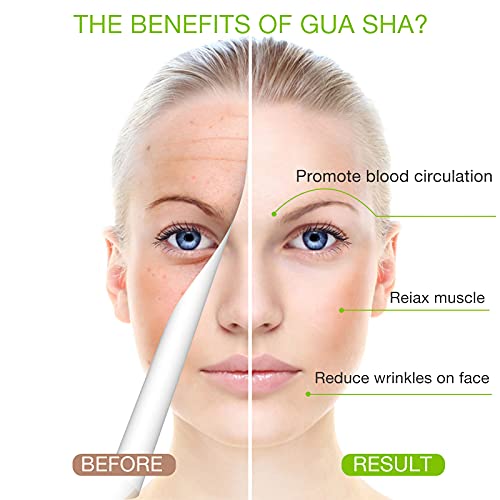 Gua Sha Facial Tool, Nature Jade Stone Guasha Massage Tool - Nature Jade Stone for Scraping Facial and SPA Acupuncture Therapy, Heart Shape Jade Trigger Point Treatment on Face