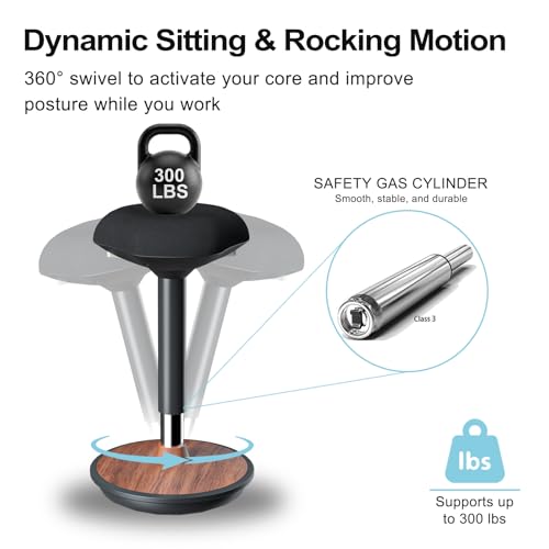ERGO COLLECT Standing Stool with Rocker Function - Ergonomic Desk Stool Height Adjustable (59-84 cm) & Non-Slip Base, Swivel Chair for Office, Teaching, Home (Dark Walnut)