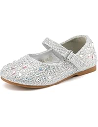 DREAM PAIRS ANGEL-66 Mary Jane Rhinestone Embelishment Throughout Ballerina Flat Silver 7 M US Toddler