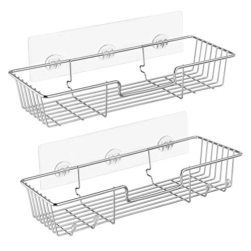 ARCCI Adhesive Shower Caddy Bathroom Shelf Organizer 304 Stainless Steel, Powerful Wall Mounted Kitchen Spice Rack, No Drilling Bathroom Accessories