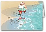 Beach Jogging Santa Christmas Card - 12 carsd/13 envelopes
