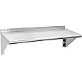 Hally Stainless Steel Shelf 14 x 48 Inches, 350 lb, Commercial Wall Mount Floating Shelving for Restaurant, Kitchen, Home and