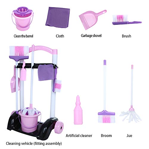 Cleaning Trolley Housekeeping Play Set - Childrens Portable Cleaning Set (US STOCK) - Thumbnail 2