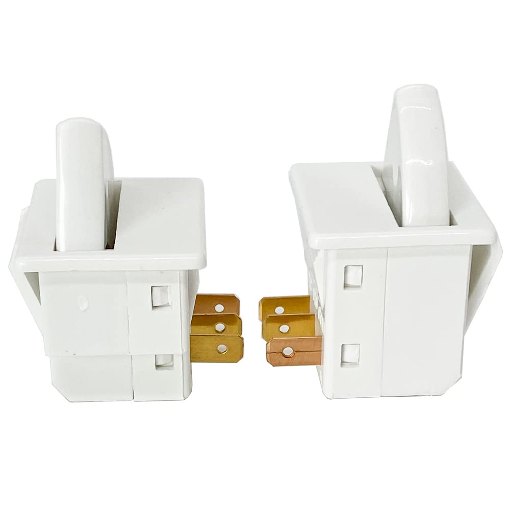 2Pcs Refrigerator Door Light Switch 3Pin Momentary Fridge Switch Compatible with GE, Whirlpool, LG, Kenmore, Maytag, Amana, Crosley, KitchenAid, Magic Chef Freezer Light Switches 1NC 1NO AC 250V 2.5A