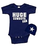 Short Sleeve Onesie + Bib Set - Huge Cowboys Fan, Navy Blue, 3-6m