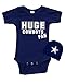 Short Sleeve Onesie + Bib Set - Huge Cowboys Fan, Navy Blue, 3-6m