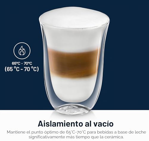 Juego de 2 vasos premium para café latte macchiato, apto para lavavajillas, pared doble vidrio templado, transparente, 330 ml