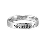 Ouslier Personalized 925 Sterling Silver Cut Out Heart Name Ring Jewelry Custom Made with Any Names (Silver)