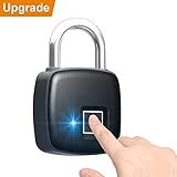 Smart Fingerprint Lock, TONBUX Waterproof Portable Security Lock Anti-Theft Padlock, Unlock Within 300mS, Suitable for House Door, Suitcase, Backpack, Gym, Bike, Office, Support USB Charging (Black)