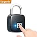 Smart Fingerprint Lock, TONBUX Waterproof Portable Security Lock Anti-Theft Padlock, Unlock Within 300mS, Suitable for House Door, Suitcase, Backpack, Gym, Bike, Office, Support USB Charging (Black)