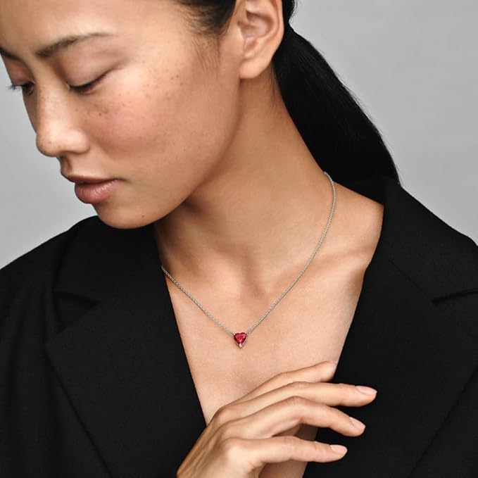 Funkelnder Herzförmiger Strahlenkranz Collier-Halskette 392542C01-45 Chaîne de Cou pour Femmes