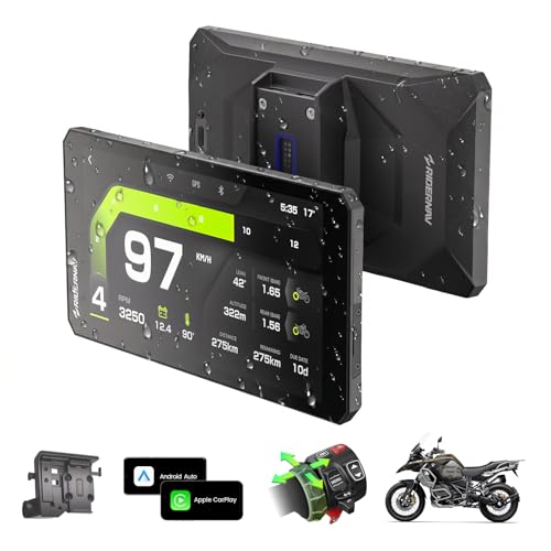RiderNav R7M 7" Wireless CarPlay and Android Car for BMW Motorcycles - Native Control Wonder Wheel Action Camera | Real-Time Data Reading (TPMS/RPM) | OTA Upgrades | IP69K GPS | Nav Prep