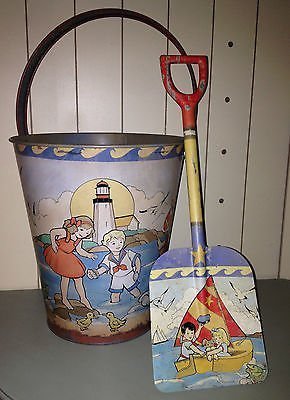 Vintage Sand Pail And Shovel Set Vintage Beach Toys Lighthouse