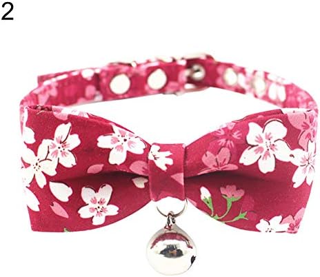 NAttnJf Adjustable Comfortable Cat Kitten Puppy Dog Collar Bow Tie Bell Flower Neck Strap Band Pet Supplies 2# XS