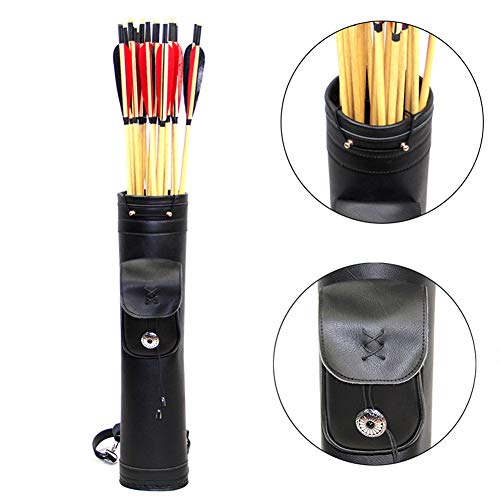 Dostyle Pure Handmade Traditional Archery Shoulder Back Quiver Bow Genuine Leather Arrow Holder Mongolian Striker's Quiver Bag Pure Leather Sewing for Hunting Target