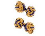 Luxire by Arnaud Rousseau - Gold-Royal Blue Round Knot Cuff Links - One Size