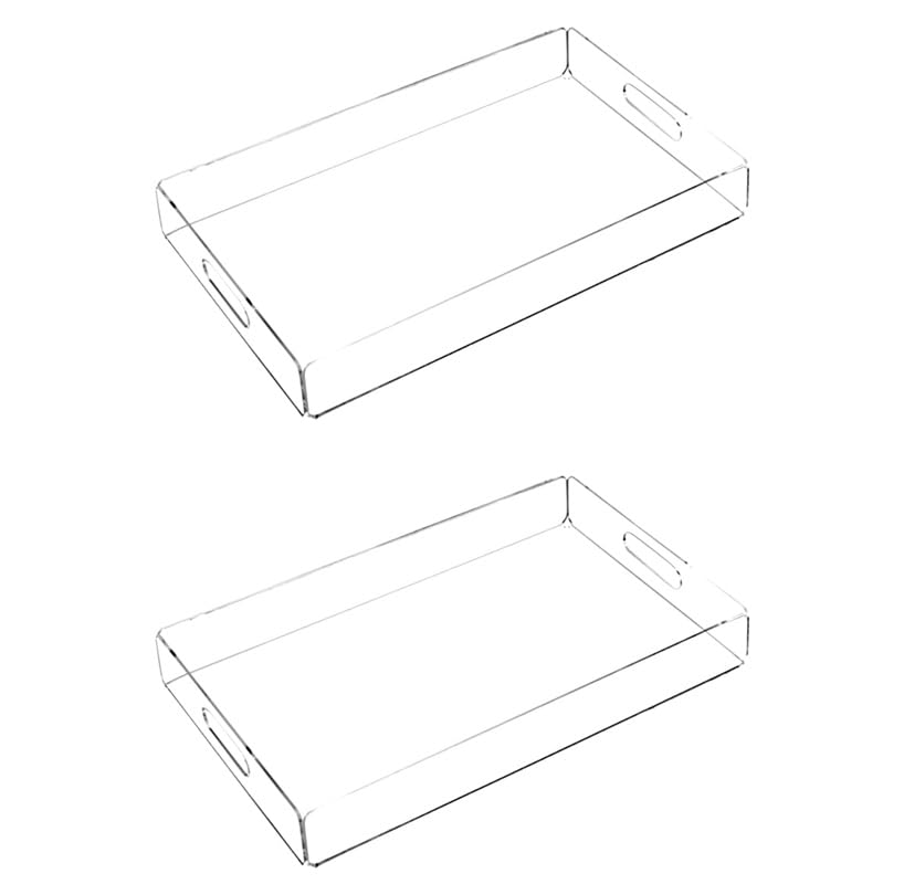 Multi-Purpose Acrylic Serving Tray 12x16 Inches (40x30x5 cm) || Decorative Tray Organizer || Coffee Table Countertop with Handles || Decorative Tray for Living Room Bedroom Entryway and Kitchen. (2)