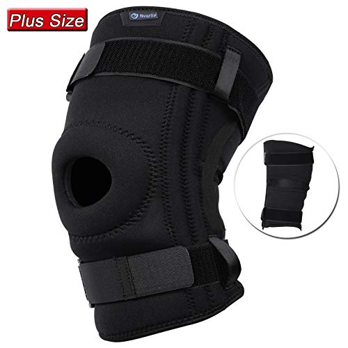 Nvorliy Knee Sleeve Plus Size for Large Leg - Detachable Strap Design, Open-Patella Stabilizer Brace for Arthritis, Tendon, Meniscus and Ligament Injuries, Patellar Tendonitis, Fit Men & Women (6XL)