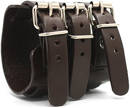 3 Layer Wide Belt Genuine Leather Men Wristband Bracelet Unisex Couple