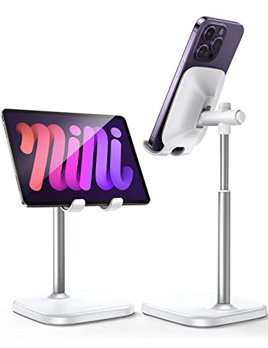 Lamicall Gooseneck Bed Phone Holder - [80 mm Clamp Base] Universal Flexible Lazy Arm for Desk, 360 Overhead Phone Mount Clip for iPhone 16 15 14 13 12 11 Series, Xs XR, Samsung, 4-7” Cellphone - White