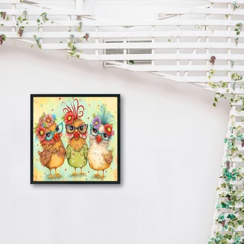 MBNTJHT Hen Chicken Stamped Cross Stitch Kits for Begainner,Cross Stitch Patterns Needlepoint Kits for Adults, Cross Stitch Supplies for Adults 14x14inch