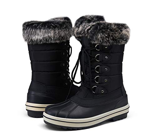 VEPOSE-Womens-Waterproof-Snow-Boots-Mid-Calf-Lace-Up-Fur-Shoes