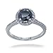 1.50 CT Black Diamond Engagement Ring 10K White Gold In Size 8