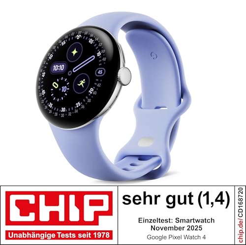 Google Pixel Watch 4 (41 mm) – Smartwatch Android Con Tracker per Fitness e benessere, e assistente virtuale Gemini – Aluminiumgehäuse in Polished Silver – Sportarmband in Iris – LTE 2