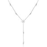 espere Star Drop Y Shaped Lariat Necklace Plated with 14K Rose Gold/White Gold