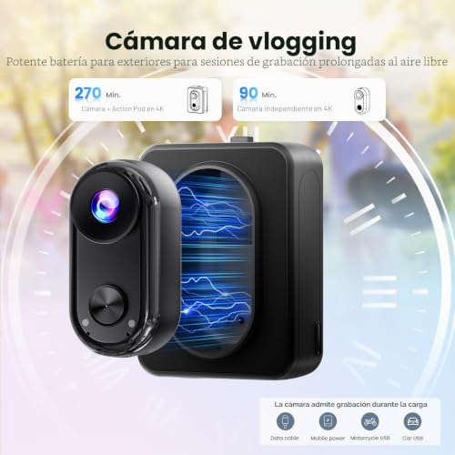 Camlance 4K Mini Sports Camera, 20MP Portable for POV Camera, 6 Axis EIS Body Camera, 40M Underwater Camera, WiFi Mini Magnetic Camera (with 64GB TF and Mounting Accessories)