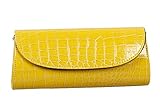 Bundle Monster Womens Envelope Evening Patent Croc Skin Embossed Clutch - YELLOW