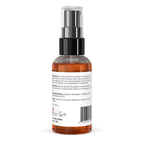 Isabella's Clearly GOLD, Best Natural Bronzing Tanning Oil. Moisturizing & Hydrating Sun Tan Accelerator, Healthy Bronze Glow with Olive, Carrot Seed, and Coconut Oils. 2 Oz