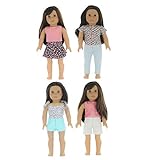 PZAS Toys 18 Inch Doll Clothes - 4 Mix'n'Match Outfits for 18