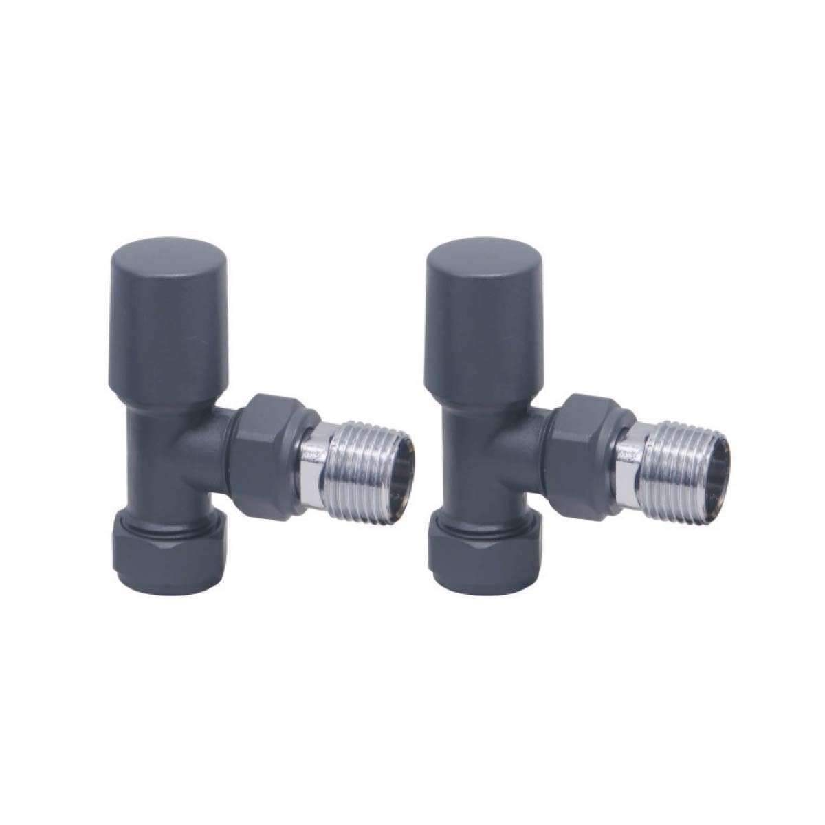 Anthracite Angled Towel Rail Radiator Valves Pair 15mm x1/2''