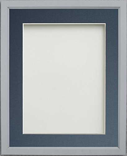 Frame Company Drayton Range A4 Grey Picture Photo Frame with Blue Mount For Image Size 10x6-inch