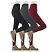 REDESS Fleece Lined Leggings for Women, 3 Pairs Winter Warm Velvet Leggings, High Waist -Elastic and Slimming Tights (Three Colors)