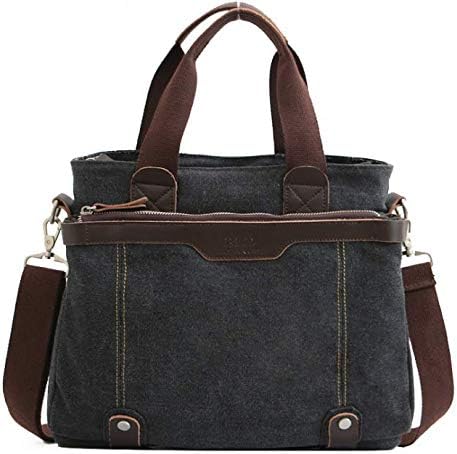 DZZAMen's Handbag, Men's Business Single-Shoulder Canvas Backpack, iPad Bag, Flat Bag,Black