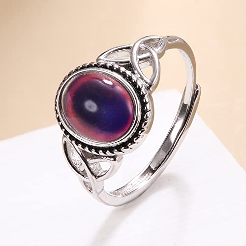 KALVICA Mood Rings 925 Sterling Silver Ring Women Adjustable Temperature Emotion Rings Color Changing Rings Jewelry Gift for Women Girls