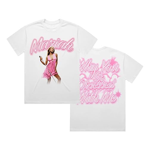 Mariah Carey Unisex’s Standard Official Merch Obsessed Airbrush T-Shirt, White
