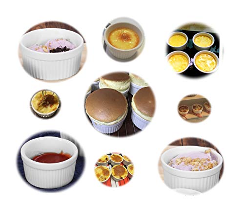 8 Pack of White Porcelain Ramekin Set, for Souffle, Custard Cups, Desserts,Creme Brulee.(Three of them are 4.5",3.5",Two of them are 3.0")
