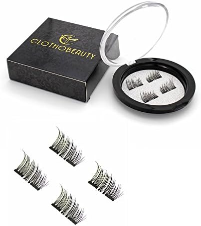 Medium Longer False MAGNETIC Eyelashes by CLOTHOBEAUTY, Cruelty Free, Dual Magnets, No Glue, Magic 3D Fake Lashes Extension, Handmade Natural Look False Eyelashes, 1 Pair (MA-01)