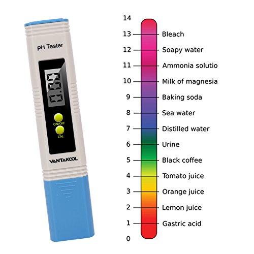 Digital PH Meter, VANTAKOOL PH Meter 0.01 PH High Accuracy Water Quality Tester with 0-14 PH Measurement Range for Household Drinking and Pool Water PH Tester Design with ATC