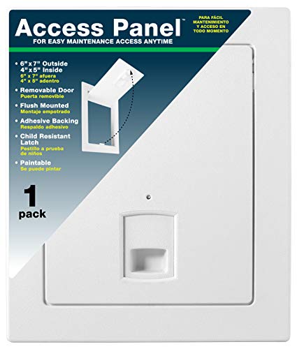 Access Panel APW67-1 6" x 7" Flush Mount, Removable, Paintable, with Child-Resistant Latch, Drywall Access Door Panel for Plumbing, Electrical & Utilities, White