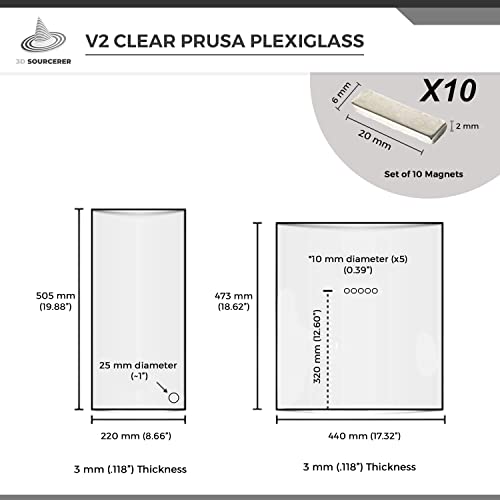 3D SOURCERER V2 Prusa IKEA Lack Plexiglass 3mm 5Pack Acrylic Kit for
