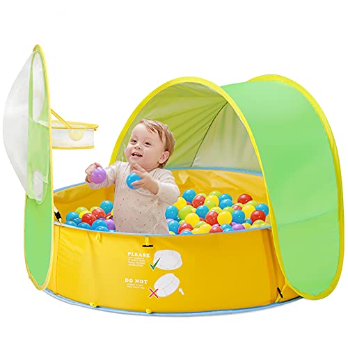 FBSPORT Baby Beach Tent, 50+ UPF Pop Up Pool Tent Sun Shelter, Kids Ball Pit Tent Baby Padding