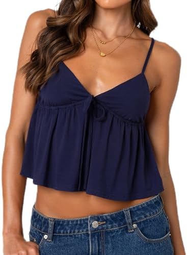 MISSACTIVER Women's Sexy V Neck Lace Corp Tops Ribbed Knit Crochet
