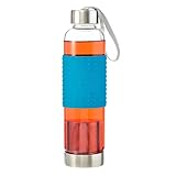 GROSCHE Marino 550ml/18.6oz Water and Tea Travel Infuser, Glass and Stainless Steel Sport Water Bottle with Infuser; Tea Tumbler, Cold Brew Coffee Maker, and Water Bottle (Blue)