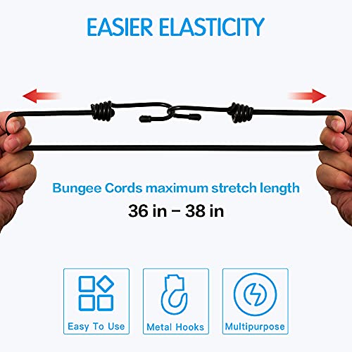 9 Pack Bungee Cords with Hooks, Heavy Duty 18 Inch Bungee Ropes Straps