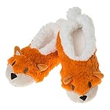 Snoozies Womens Animal Heads Sherpa Plush Fleece Lined Slipper Socks - Fox, Large